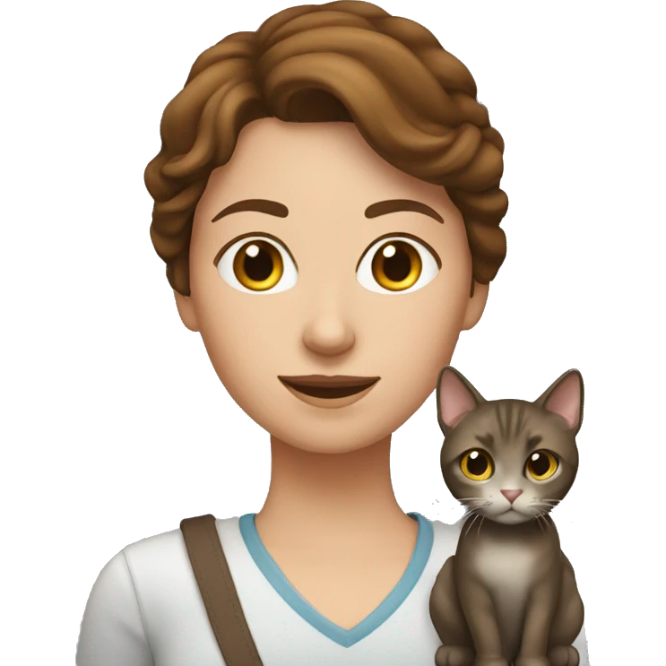 lady with brown hair with cat emoji