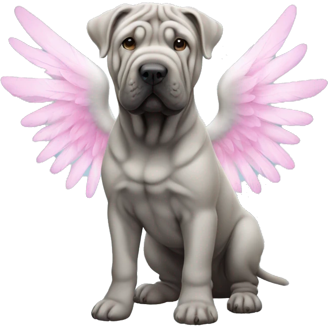 Blue shar Pei with pink angel wings emoji