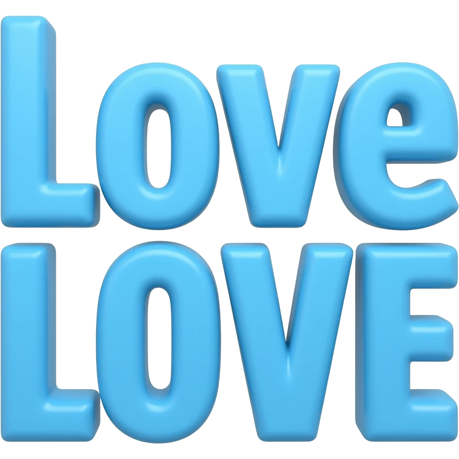 name "love is love" in bleu, 3D style lettering emoji