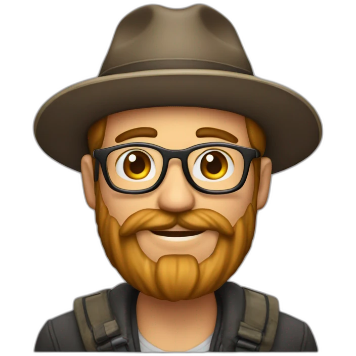 Hombre feliz con gorra y barba  emoji
