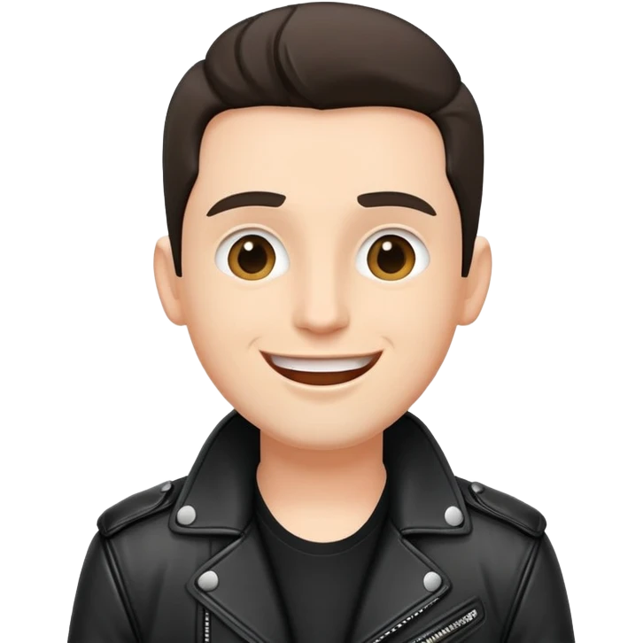 Happy Male Music Singer with black leather jacket emoji