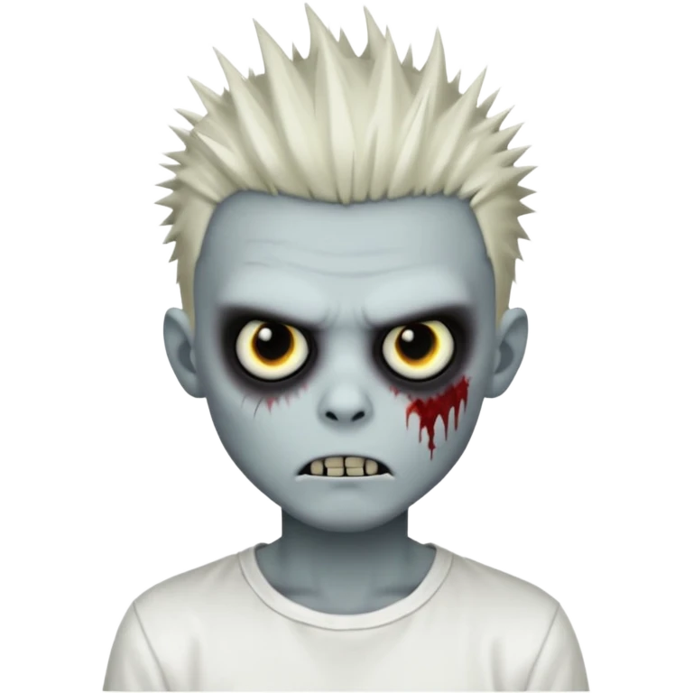zombie boy with spiky emo hair and white shirt emoji