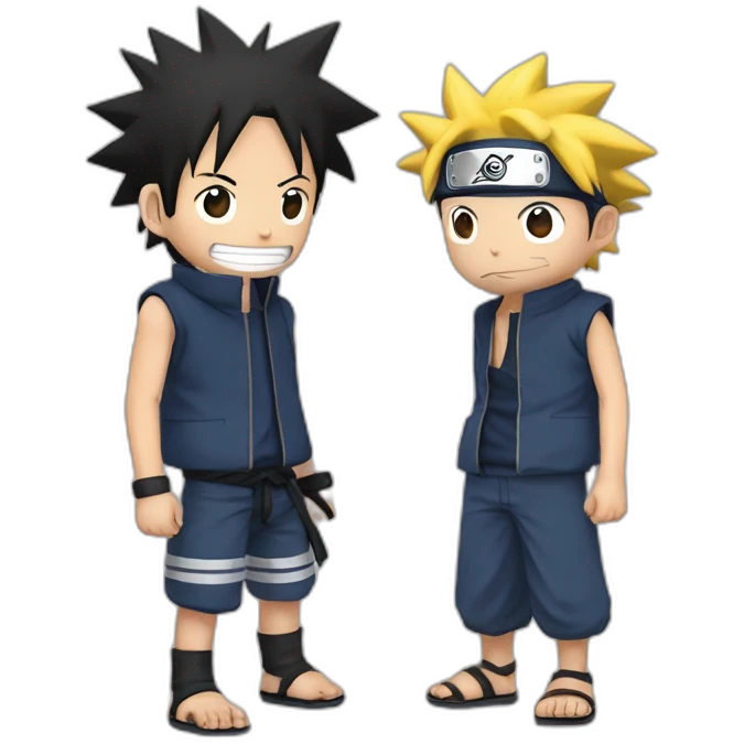 Naruto et luffy qui font un chek emoji