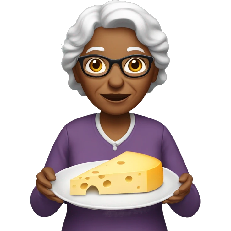 Grandmother with plate of cheese emoji