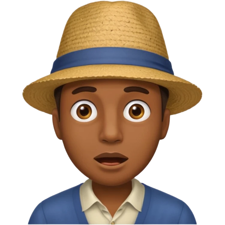 homme créole réunionnais  étonné  avec chapeau emoji