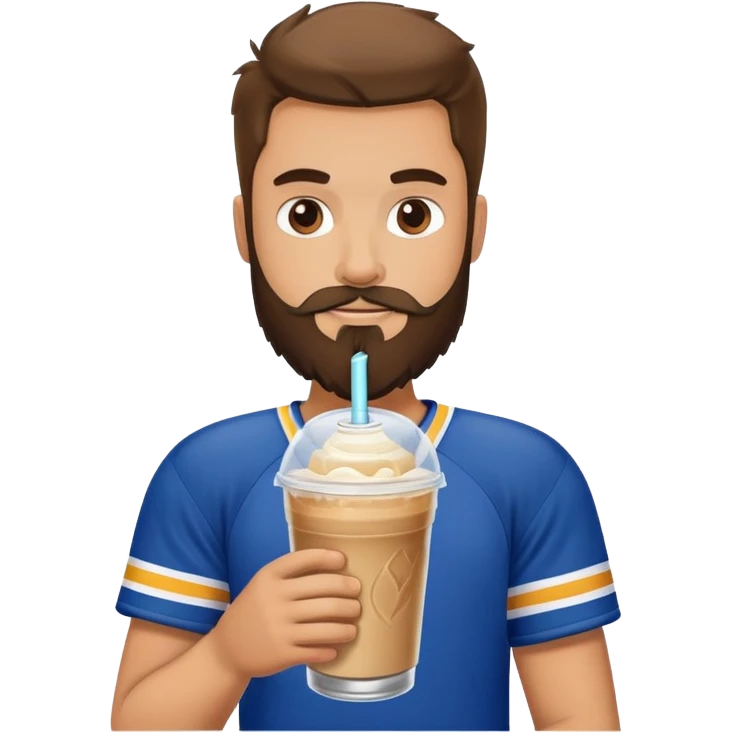 hockey player with a beard with iced coffee emoji