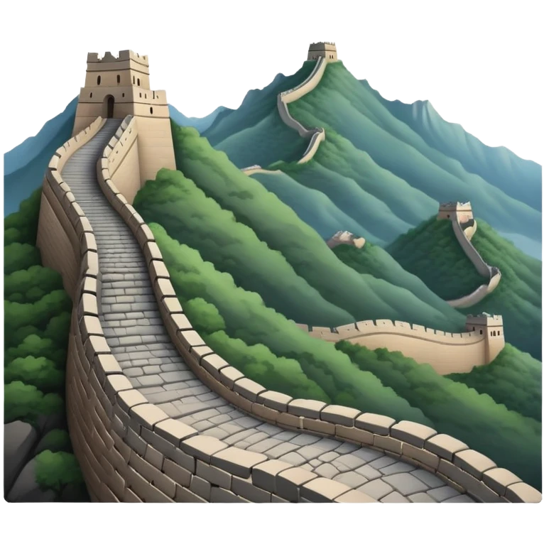Great Wall of China, winding mountain silhouette, simplified emoji design emoji