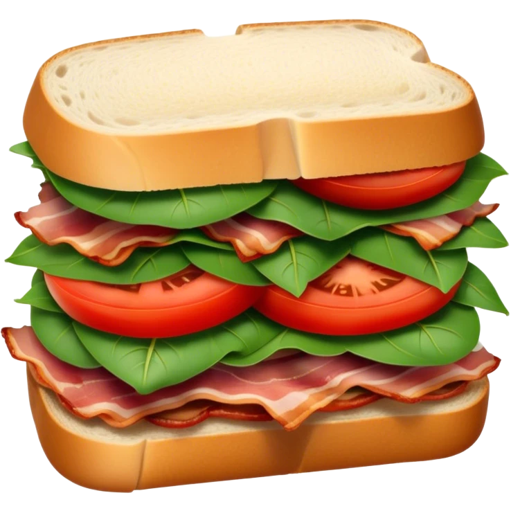 Sourdough bread sandwich with arugula and bacon and tomato slices inside emoji