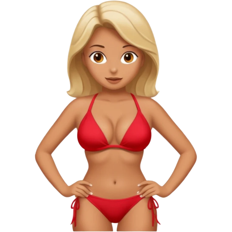 Lady with huge boobs, in a tight bikini, tanned emoji