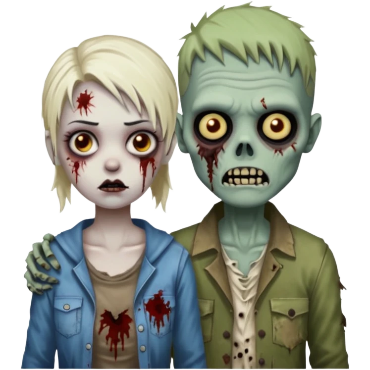 зомби девочка и зомби мальчик emoji