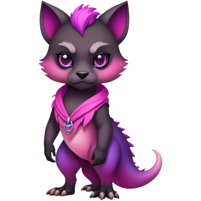 Cool Edgy Black-pink-purple-gradient badass Fionbri-animal-creature full bodyd emoji