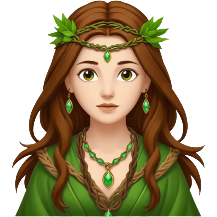 Leaf-necklace druid queen emoji
