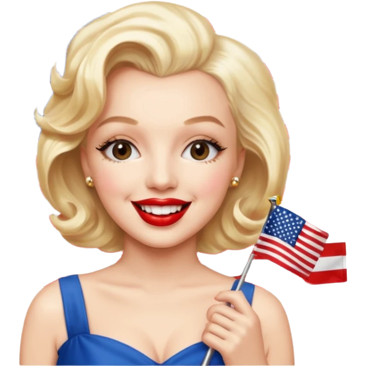 Marilyn Monroe, with american flag emoji
