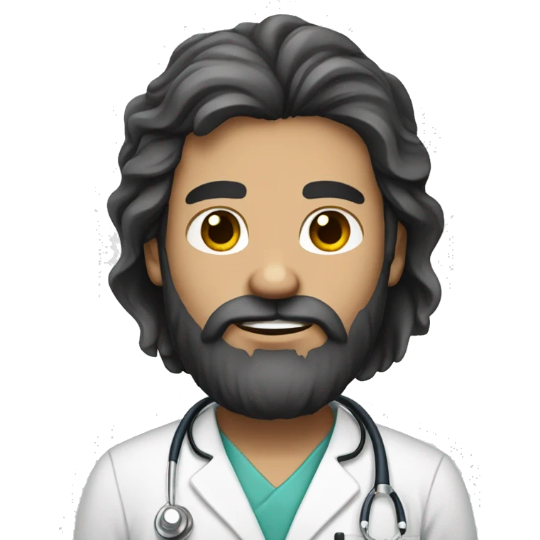 White skin Surgeon with long dark hair and big beard emoji