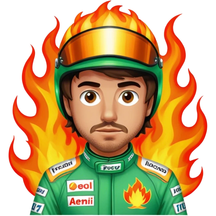 fernando alonso F1 flames green suit emoji