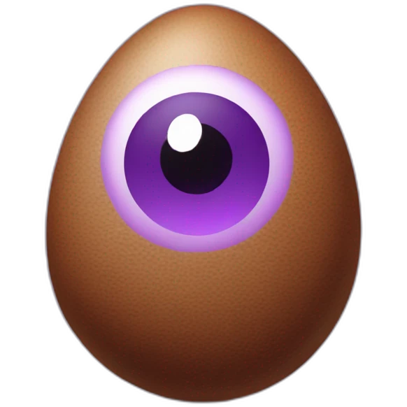 violet and brown egg with eyes emoji