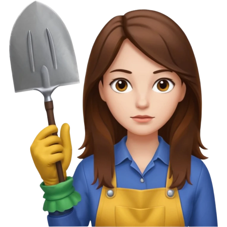 long brown hair white serious woman Gardening emoji