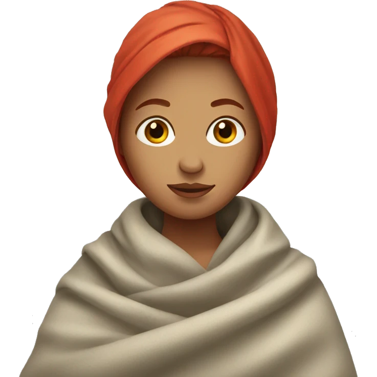 Women with red hair in blanket emoji