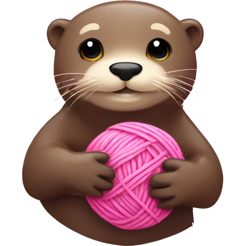 Otter ball of pink yarn in his hands emoji