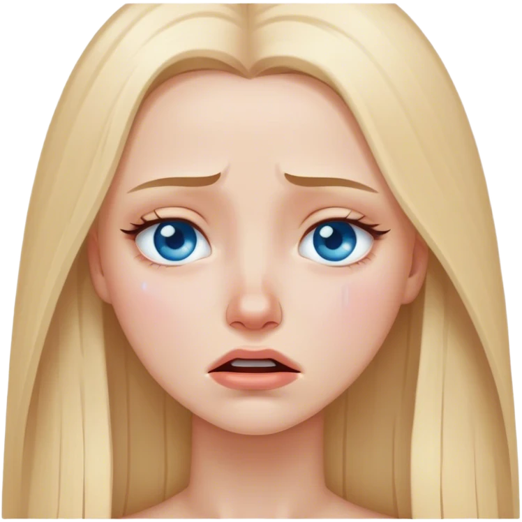 beautiful white girl with long straight blonde hair blue eyes crying  emoji