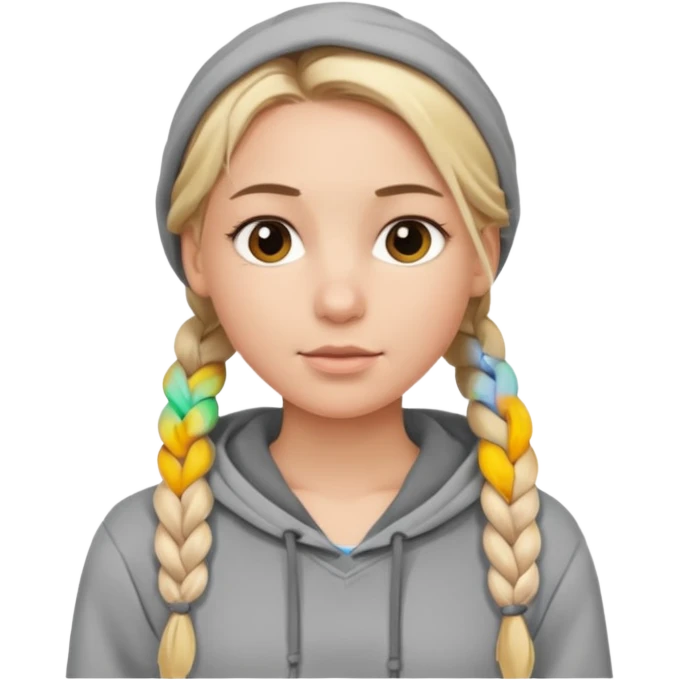 braided blonde girl with hoodie emoji