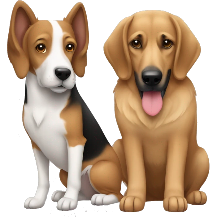 Beagle and Belgian Shepherd sharing love emoji