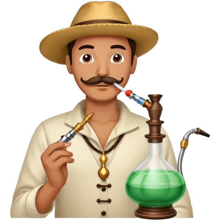 Man with a moustaches smoking a hookah emoji