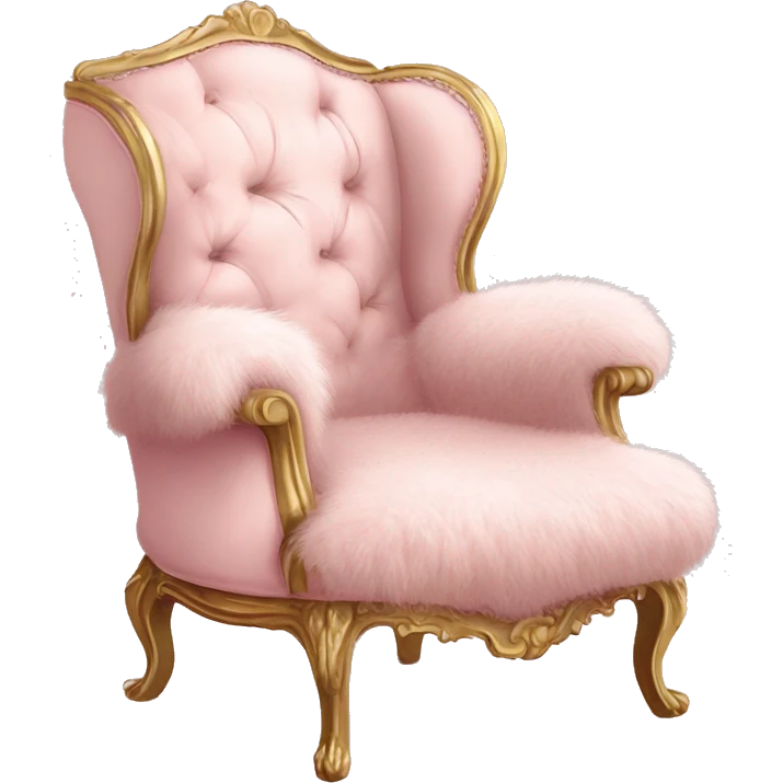 vintage pale pink rococo chair with fur throw blanket emoji