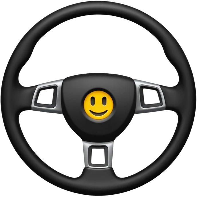 The car's steering wheel is black and only the center has a light on it. emoji