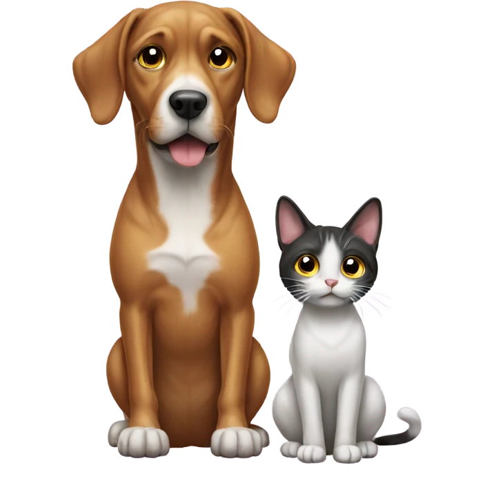 Dog standing on a cat emoji