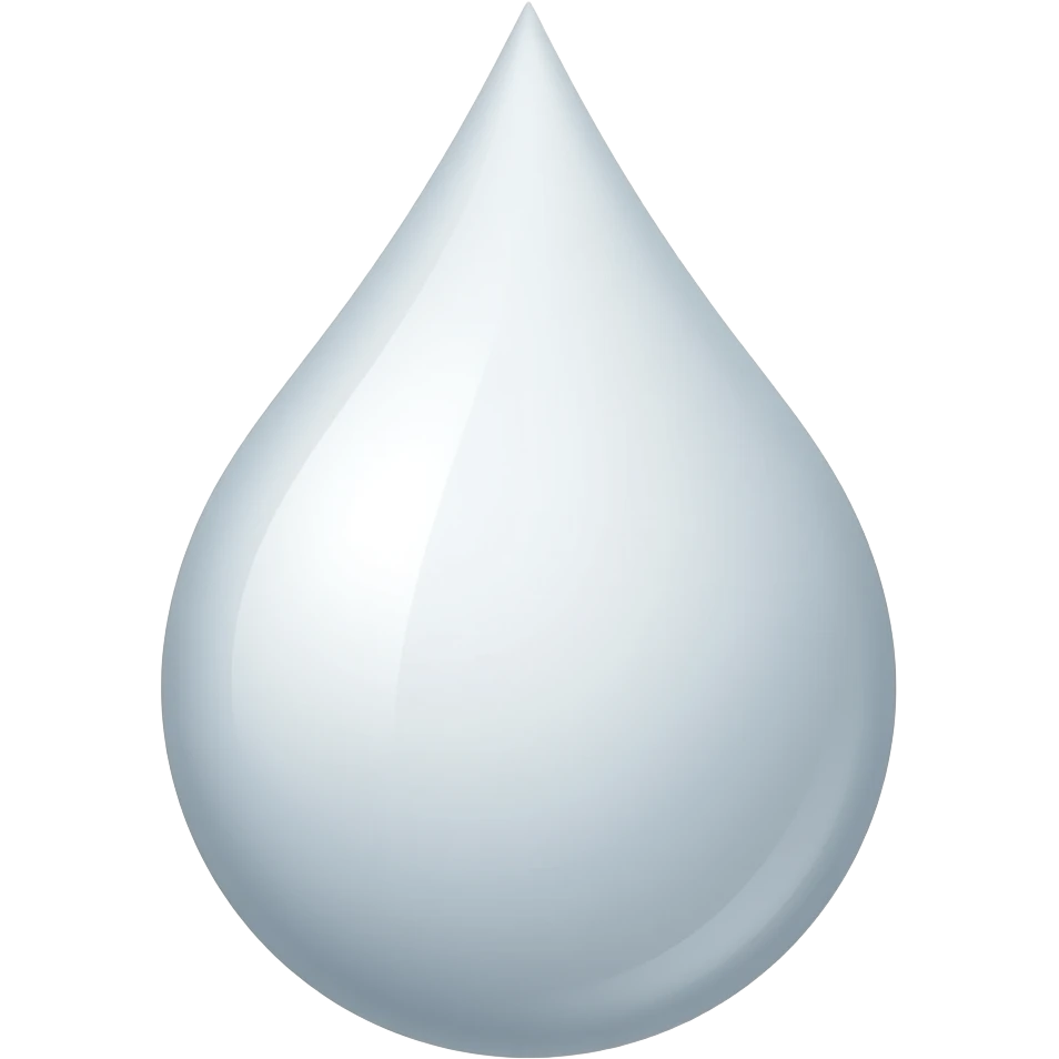 Water drop emoji in pure white colour emoji