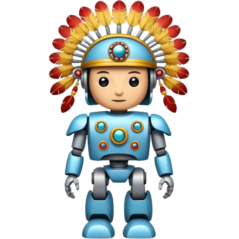 Full Robotic figure wearing native American regalia emoji