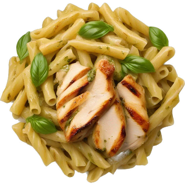 Pesto pasta with grilled chicken emoji