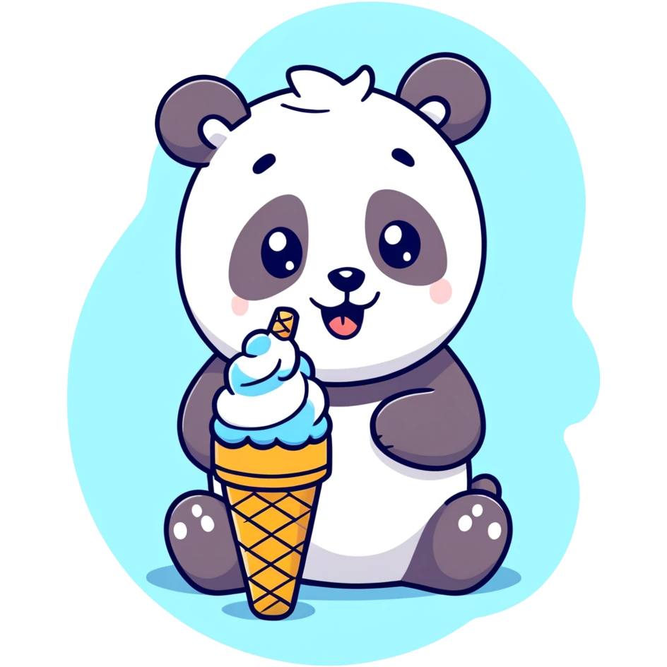 Panda eating ice cream emoji