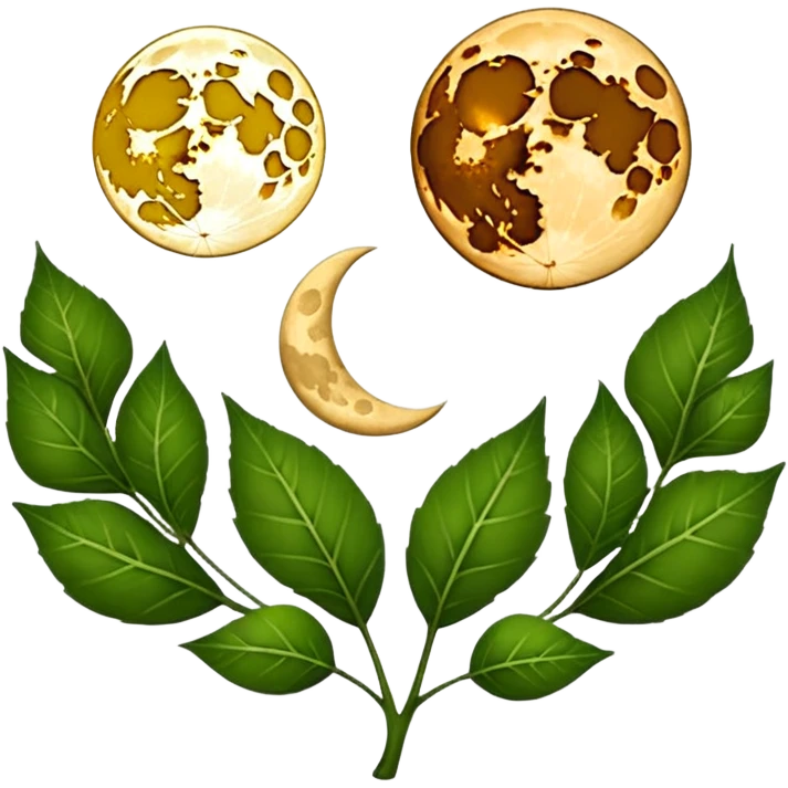 Moon phases made from leaves emoji