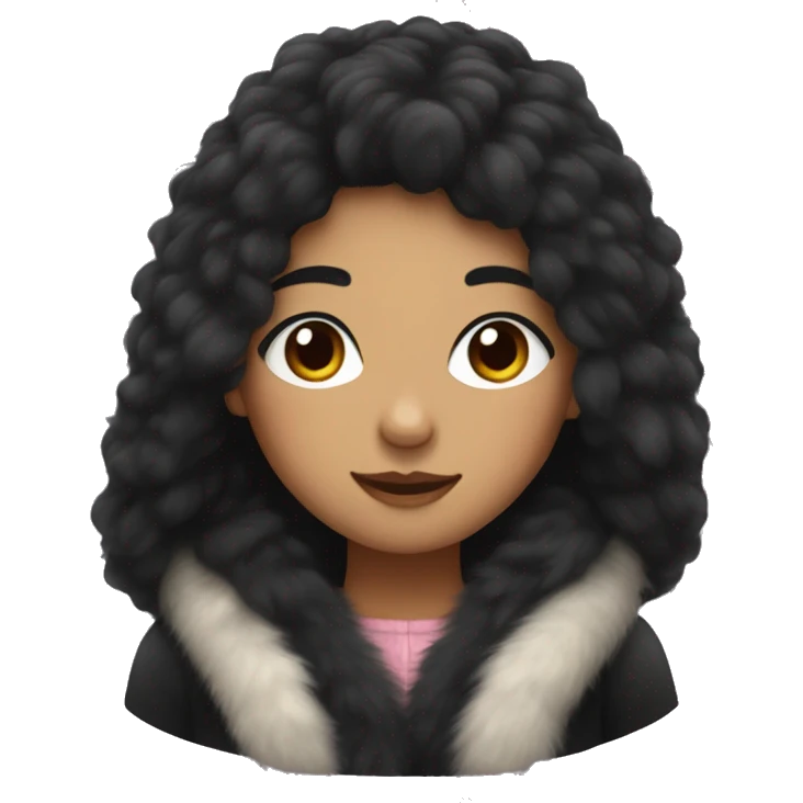 girl with black hair and full furrcoat emoji