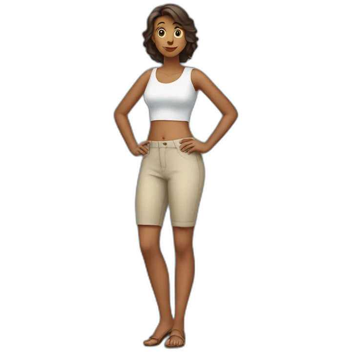 Full body picture of woman with hand on hip emoji