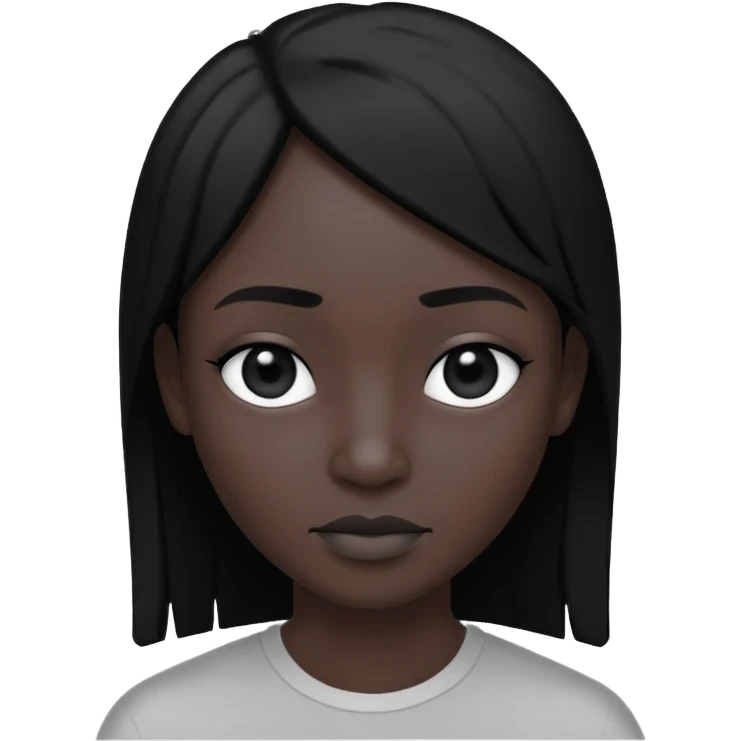 Matte black mannequin in the style of a default avatar. Monochrome with no lines. The eyes should be as matte black as the hair. emoji