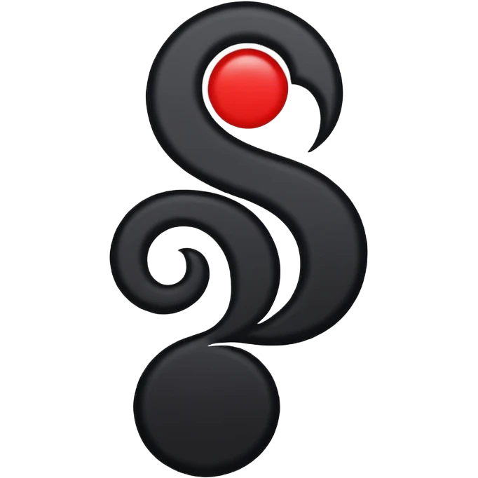 iOS sticker, dark mark, black shape, red dot, minimal emoji