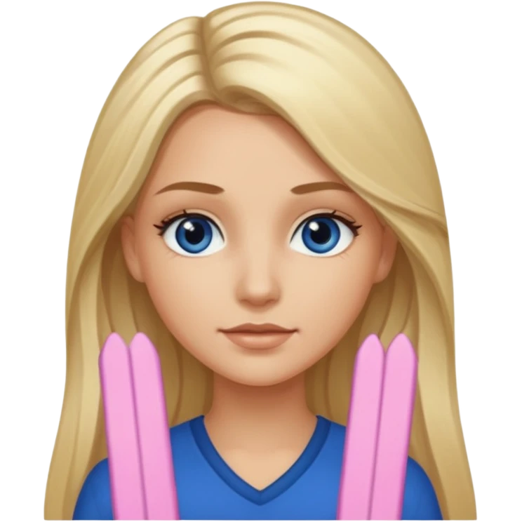 white long blonde hair girl with darker roots in her hair and dark blue eyes that's not really tan but not pale emoji