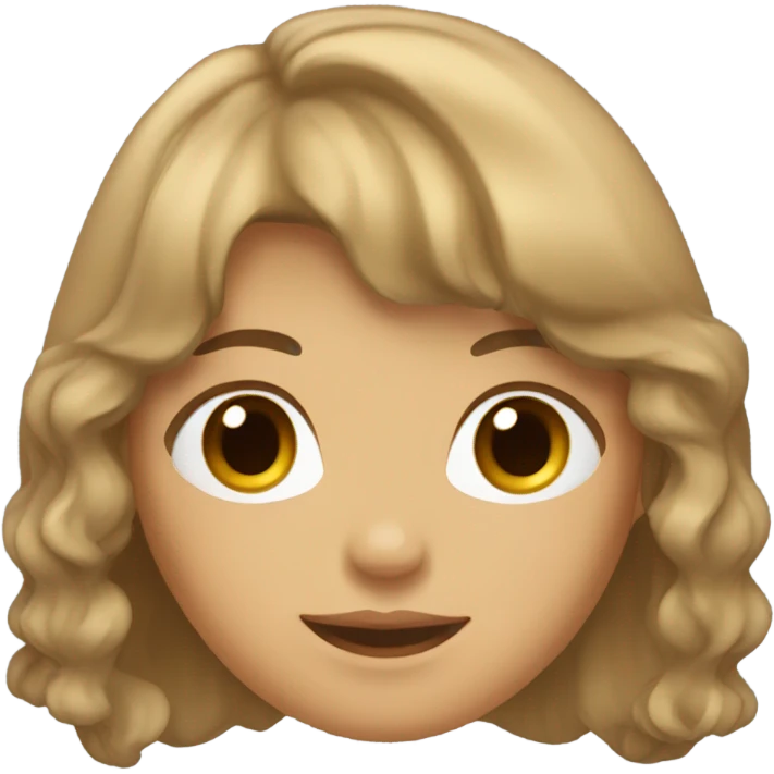 Girl with light brown wavy hair with bangs and brown eyes emoji