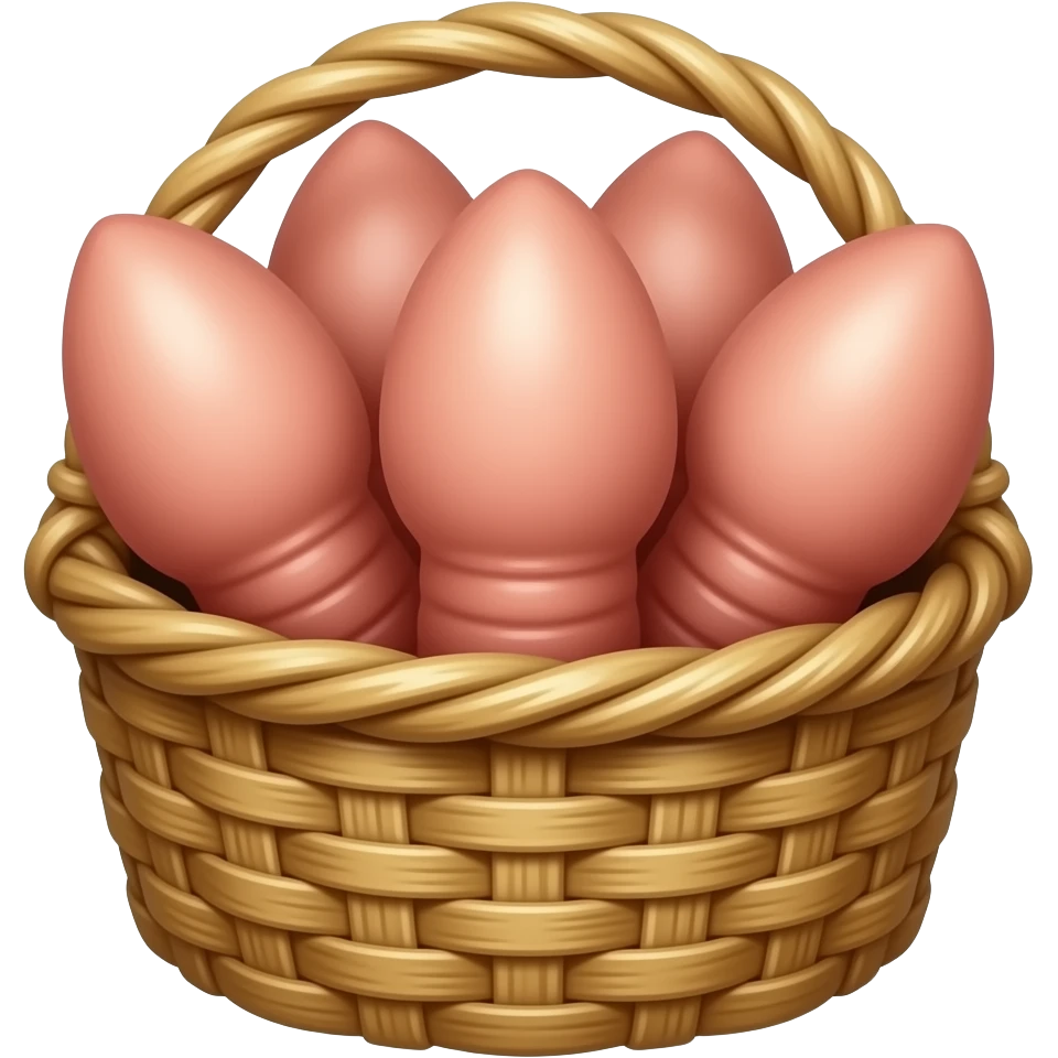a basket full of detailed phallic penis shapes emoji