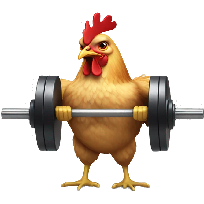 Chicken lifting weights emoji