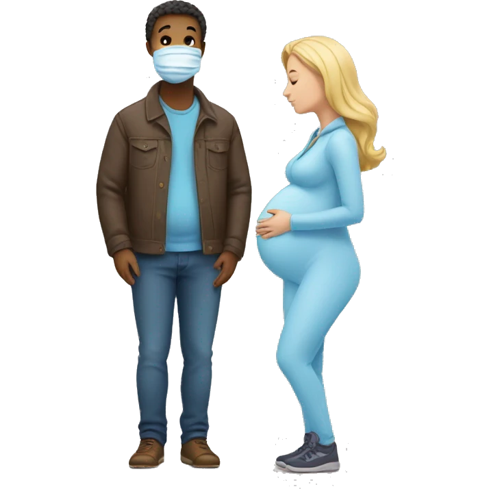 couple looking at pregnancy test emoji