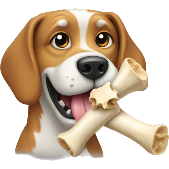 Dog eating bone emoji