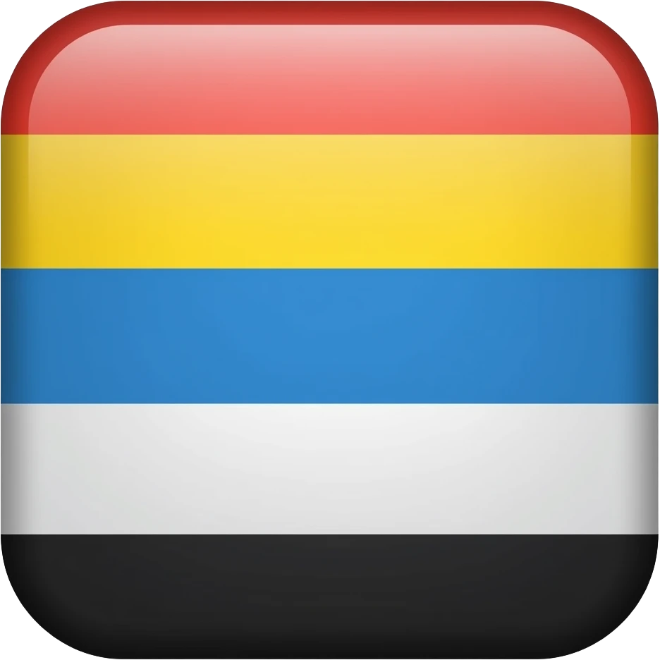 Flag with 5 portions most upper part red then yellow then blue then white then black emoji