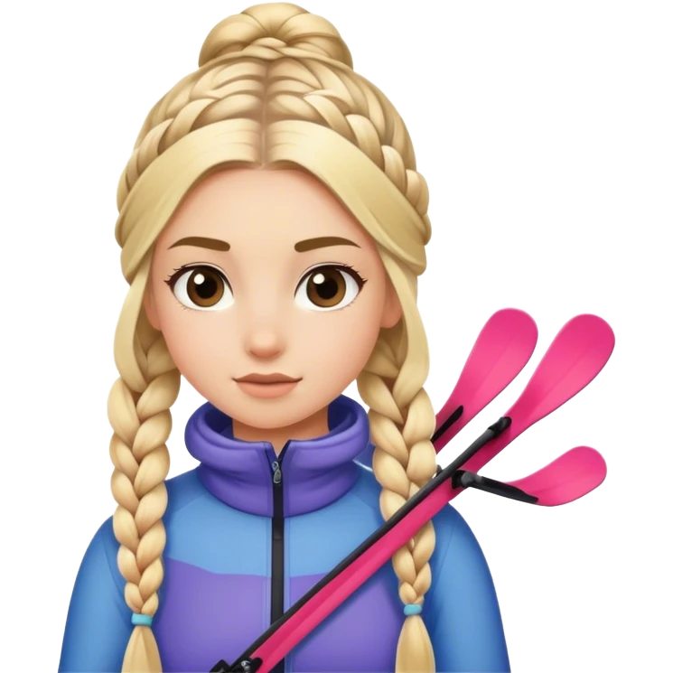 Blonde braided hair skiing girl emoji