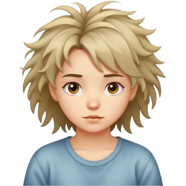 A young girl's head with messy hair, no body emoji