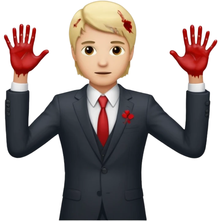 Deftual guy emoji with biond hair and man suit and 2 arms together and one with blod emoji