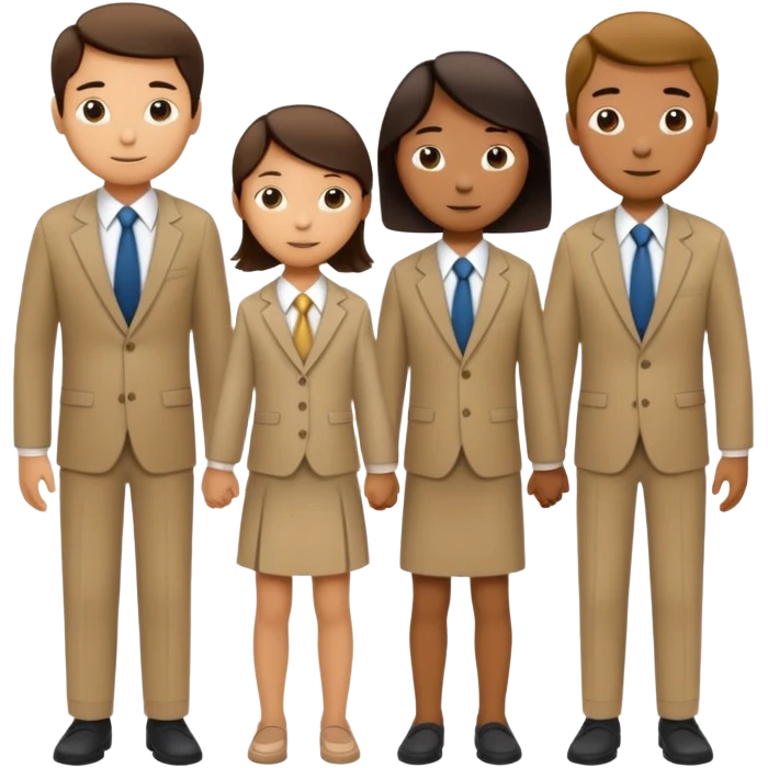 Simple thin line child-drawn stick figure young family that all wear ties  emoji